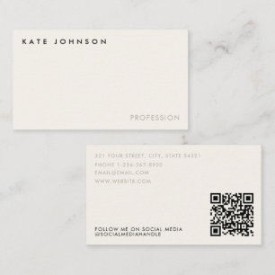 Modern Ivory Business Professional QR Code Busine Card