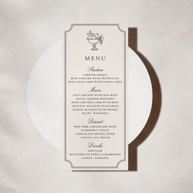 Modern Ivory Double Frame Elegant Wedding Menu Invitation (Creator Uploaded)