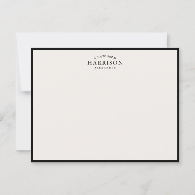 Modern Ivory Elegant Black Border Note Card (Front)