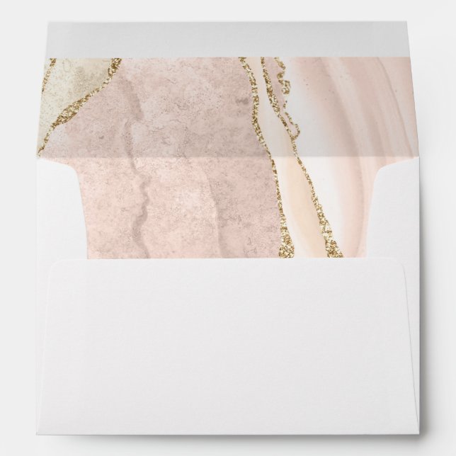 Modern Ivory Gold Agate Wedding Envelope (Back (Bottom))