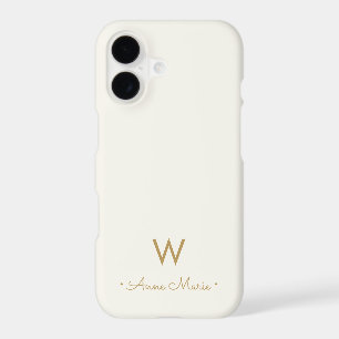 Modern Ivory Gold Script Monogram