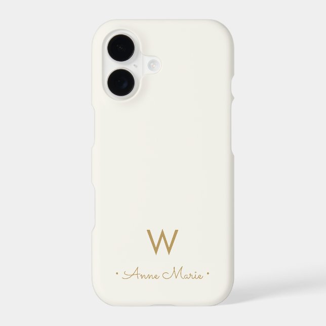 Modern Ivory Gold Script Monogram (Back)