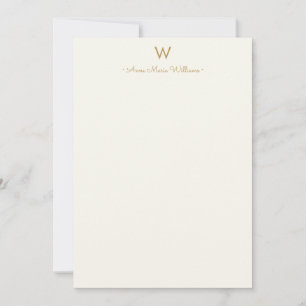 Modern Ivory Gold Script Monogram Card