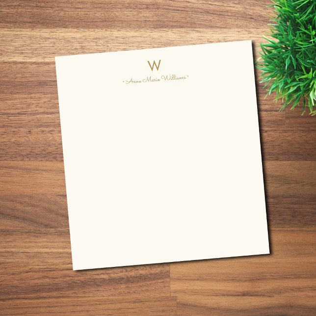Modern Ivory Gold Script Monogram Notepad (Creator Uploaded)