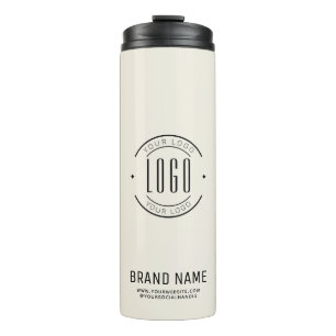 Modern ivory minimalist logo business  thermal tumbler