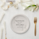 Modern Ivory Monogram Minimalist Wedding Paper Plate<br><div class="desc">Create your own personalized wedding paper plates featuring modern monogram typography and minimalist graphic design in black and ivory colour.</div>
