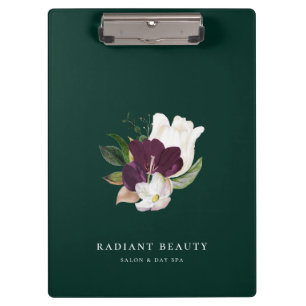 Modern Ivory Plum Floral Bouquet Emerald Clipboard