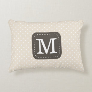 Modern Ivory Polka Dots Personalized Monogram Accent Pillow