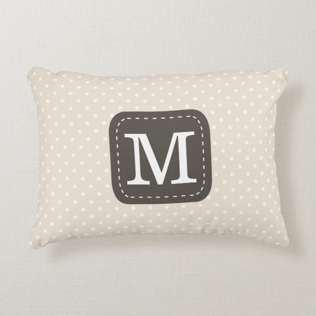 Modern Ivory Polka Dots Personalized Monogram Accent Pillow (Front)