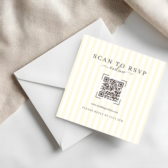 Modern Ivory QR Code Wedding Online RSVP Card (Creator Uploaded)
