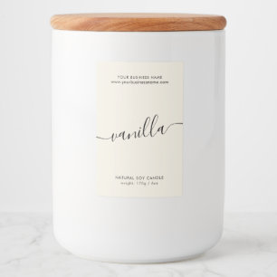 Modern ivory script candle product label