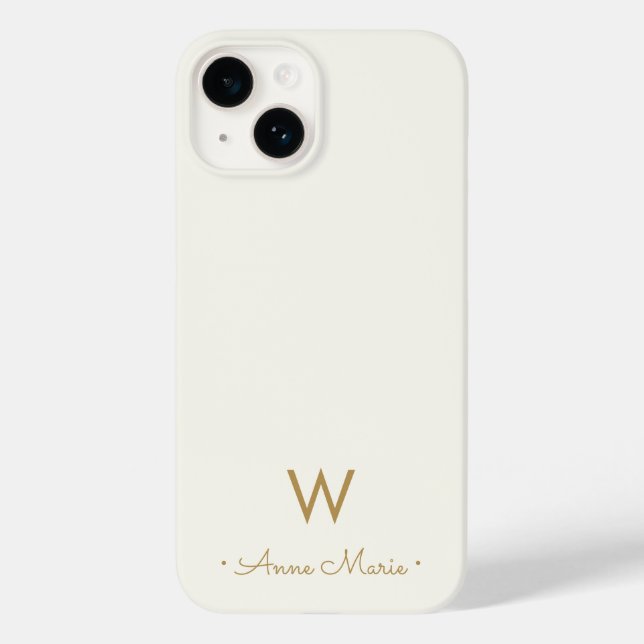 Modern Ivory Script Monogram Case-Mate iPhone Case (Back)