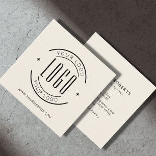 Modern ivory simple add your logo square business card