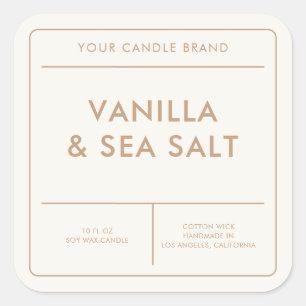 Modern Ivory Tan Candle Label