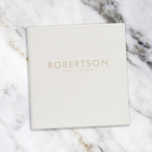 Modern Ivory Tan Minimalist Family Recipes Binder