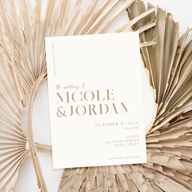 Modern Ivory Tan Simple Chic Wedding Invitation (Creator Uploaded)