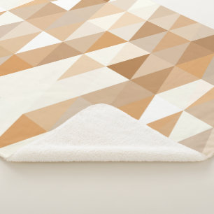 Modern Ivory Taupe Grey Tan Brown Triangle Pattern Sherpa Blanket