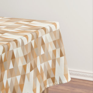 Modern Ivory Taupe Grey Tan Brown Triangle Pattern Tablecloth