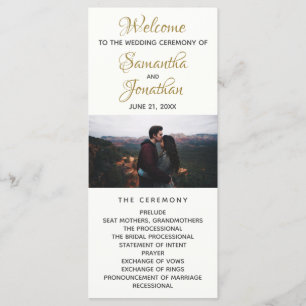 Modern Ivory Wedding Program Custom Photo