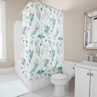 Modern jade green lavender watercolor floral