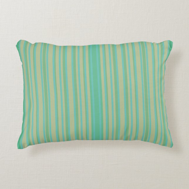 Modern Jade Green Striped Accent Pillow (Front)