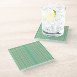 Modern Jade Green Striped Glass Coaster