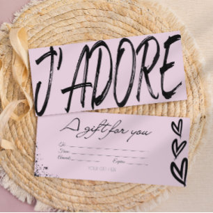 Modern j'adore black & pink gift card voucher