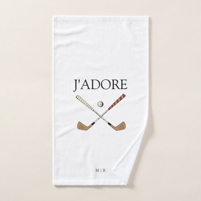 Modern J'adore I Love Golf Hand Towel (Hand Towel)