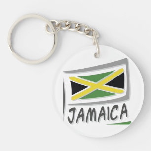 Modern Jamaica Flag Typography Keychain