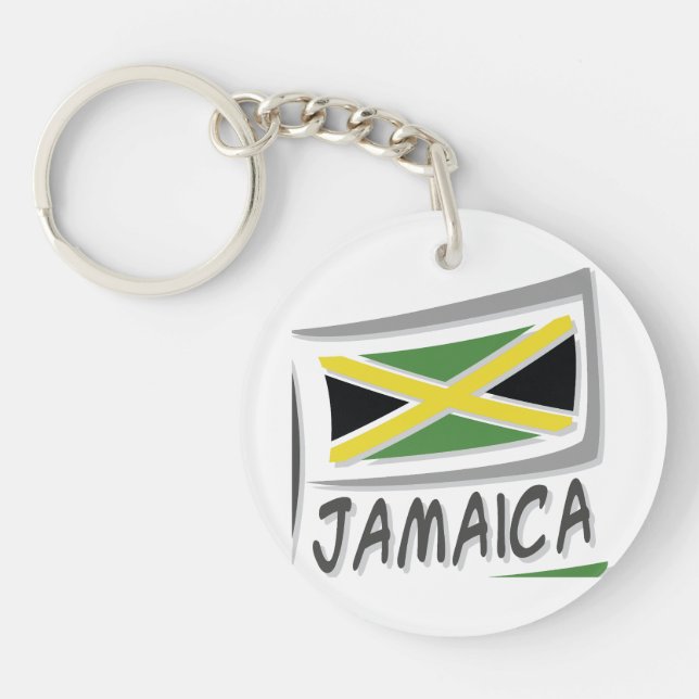 Modern Jamaica Flag Typography Keychain (Front)