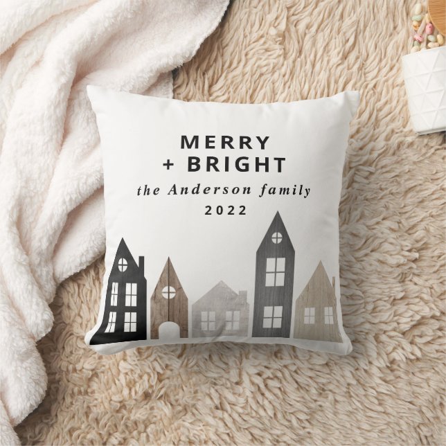 Modern Japan Christmas Nordic houses stylish  Throw Pillow (Blanket)
