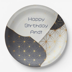 Modern Japanese Black and Gold Ceramic Design Paper Plate