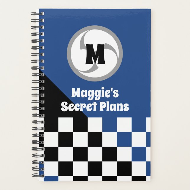 Modern Japanese Chequered and Symbol Monogram Planner (Front)