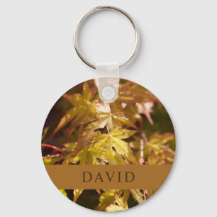 Modern Japanese Maple Leaf green Key Ring