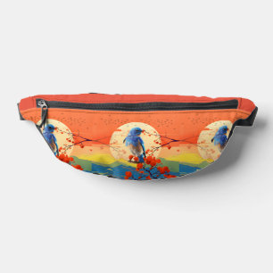 Modern Japanese Nature Bird In Blossom Scenery Fanny Pack