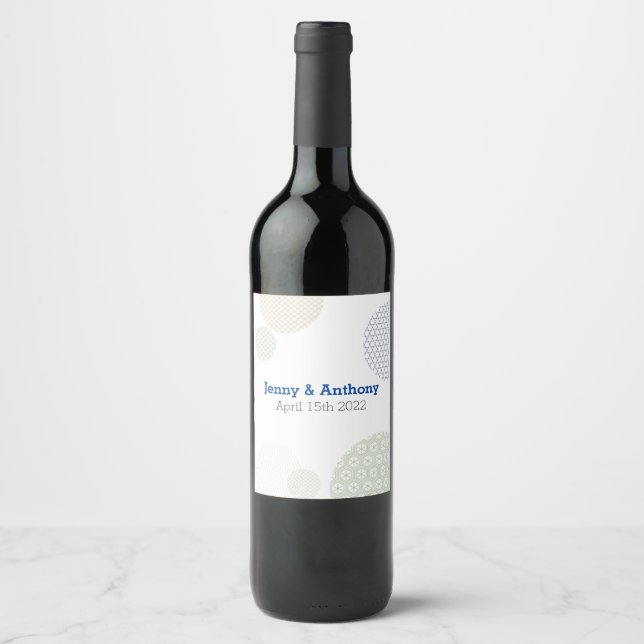 Modern Japanese Paper Pattern Wine Label (Front)