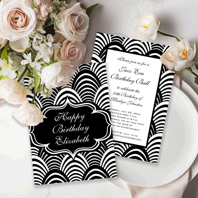 Modern Jazz Age Elegant Black and White 1920s Invitation (Creator Uploaded)