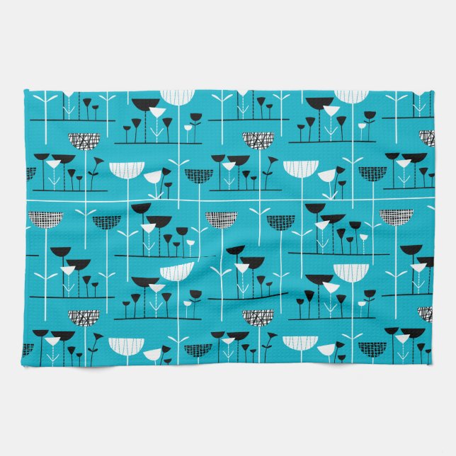 Modern Jazz - Blue 00b2ca Kitchen Towel (Horizontal)