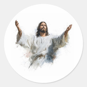 Modern Jesus Christ Image Christian Religious Art Classic Round Sticker