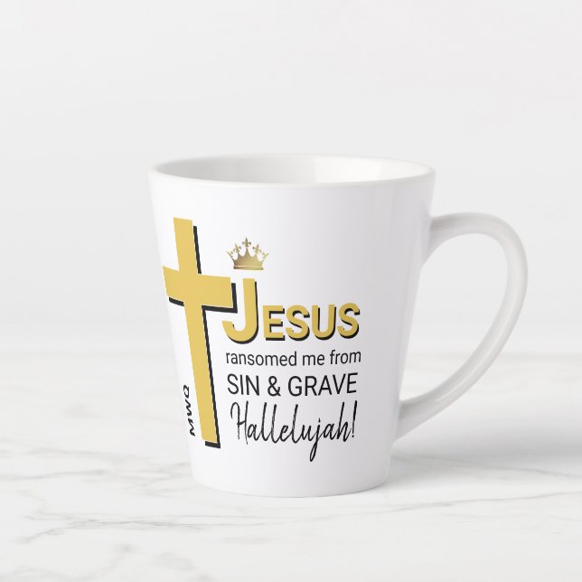 Modern JESUS RANSOMED ME Christian Easter Latte Mug (Right)