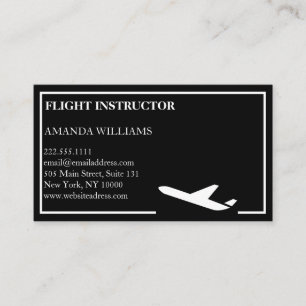 Modern Jet Airplane Flight Instructor  Business Card
