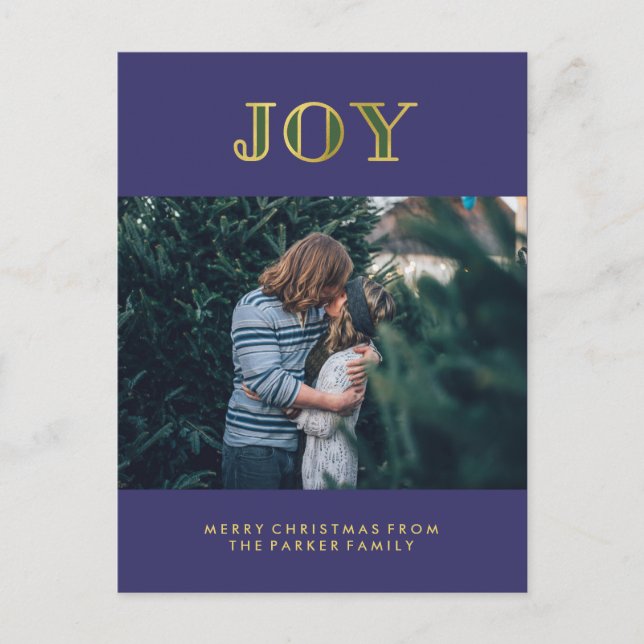 Modern Jewel Tone Christmas Joy with Photo Holiday Postcard (Front)