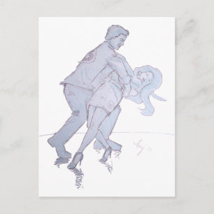 Modern Jive Ceroc Competition Dancers Postcard