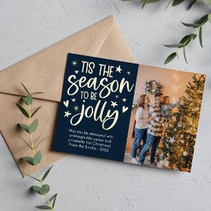 Modern Jolly Photo Foil Holiday Card