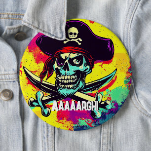 Modern Jolly Roger 6 Inch Round Button
