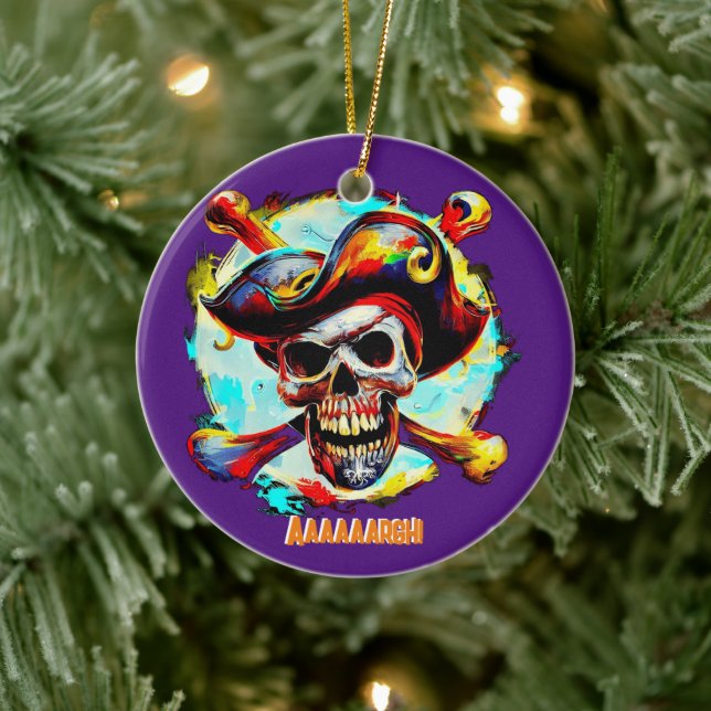 Modern Jolly Roger Ceramic Ornament (Tree)