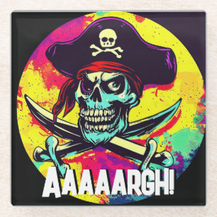 Modern Jolly Roger Glass Coaster