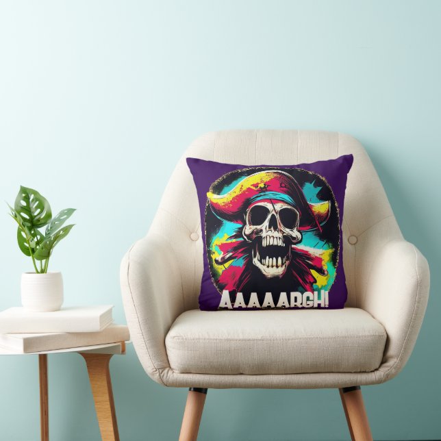 Modern Jolly Roger Throw Pillow (Chair)