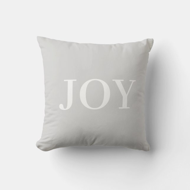 Modern Joy Calligraphy on Silver Throw Pillow (Front)