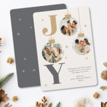 Modern JOY Christmas Ornaments Family Photo